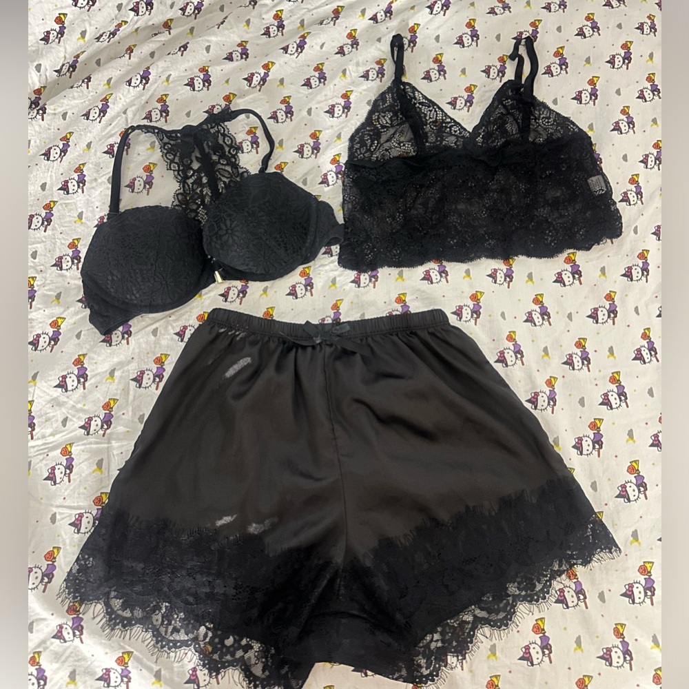 forever 21 black lingerie with push-up bra included! and see thru top!